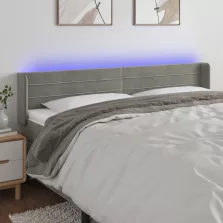   vidaXL világosszürke bársony LED-es fejtámla 163 x 16 x 78/88 cm