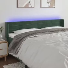   vidaXL sötétzöld bársony LED-es fejtámla 163 x 16 x 78/88 cm