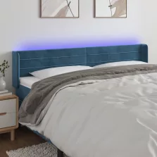   vidaXL sötétkék bársony LED-es fejtámla 183 x 16 x 78/88 cm