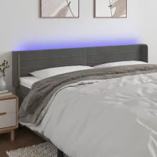   vidaXL sötétszürke bársony LED-es fejtámla 203 x 16 x 78/88 cm