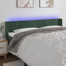   vidaXL sötétzöld bársony LED-es fejtámla 203 x 16 x 78/88 cm