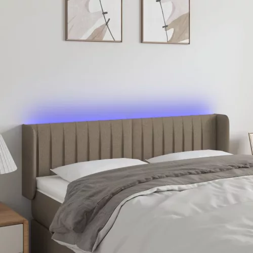 vidaXL tópszínű szövet LED-es fejtámla 147 x 16 x 78/88 cm