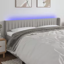   vidaXL világosszürke szövet LED-es fejtámla 163 x 16 x 78/88 cm