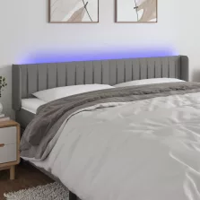   vidaXL sötétszürke szövet LED-es fejtámla 183 x 16 x 78/88 cm