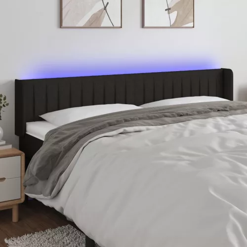 vidaXL fekete szövet LED-es fejtámla 183 x 16 x 78/88 cm