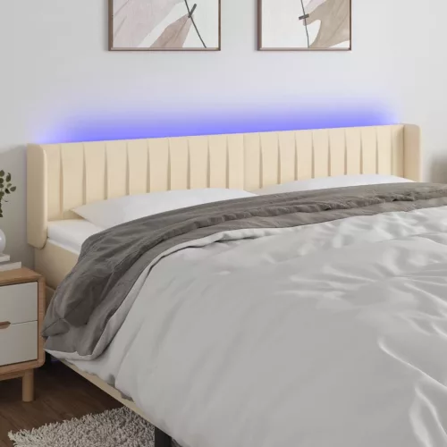 vidaXL krémszínű szövet LED-es fejtámla 183 x 16 x 78/88 cm