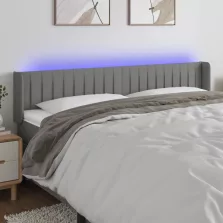   vidaXL sötétszürke szövet LED-es fejtámla 203 x 16 x 78/88 cm