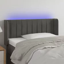   vidaXL sötétszürke bársony LED-es fejtámla 83 x 16 x 78/88 cm