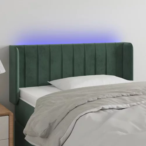 vidaXL sötétzöld bársony LED-es fejtámla 83 x 16 x 78/88 cm