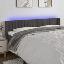   vidaXL sötétszürke bársony LED-es fejtámla 163 x 16 x 78/88 cm