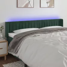   vidaXL sötétzöld bársony LED-es fejtámla 163 x 16 x 78/88 cm
