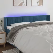   vidaXL sötétkék bársony LED-es fejtámla 203 x 16 x 78/88 cm