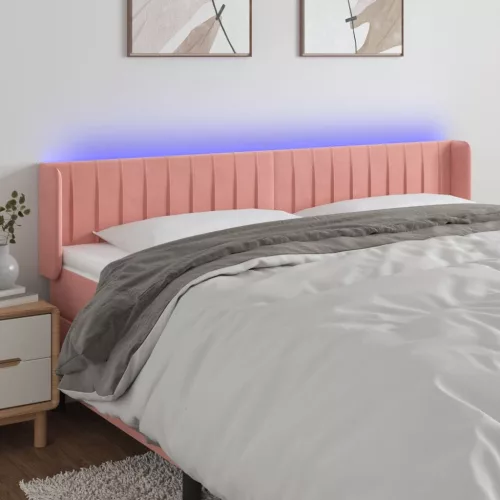 vidaXL rózsaszín bársony LED-es fejtámla 203x16x78/88 cm