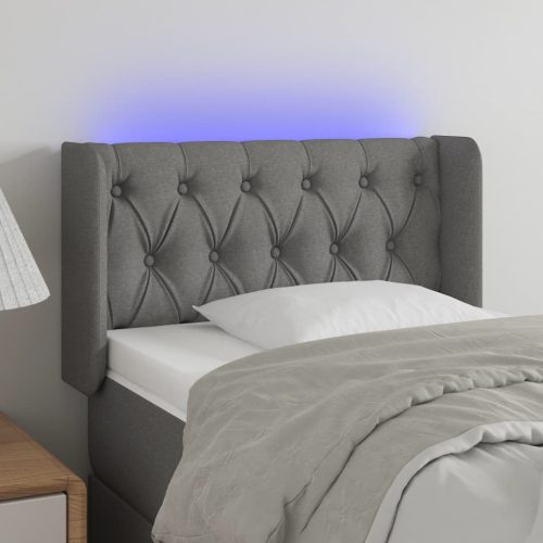 vidaXL sötétszürke szövet LED-es fejtámla 83 x 16 x 78/88 cm