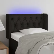 vidaXL fekete szövet LED-es fejtámla 83 x 16 x 78/88 cm