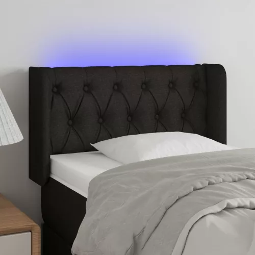 vidaXL fekete szövet LED-es fejtámla 83 x 16 x 78/88 cm