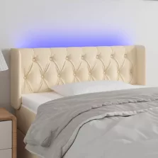   vidaXL krémszínű szövet LED-es fejtámla 93 x 16 x 78/88 cm