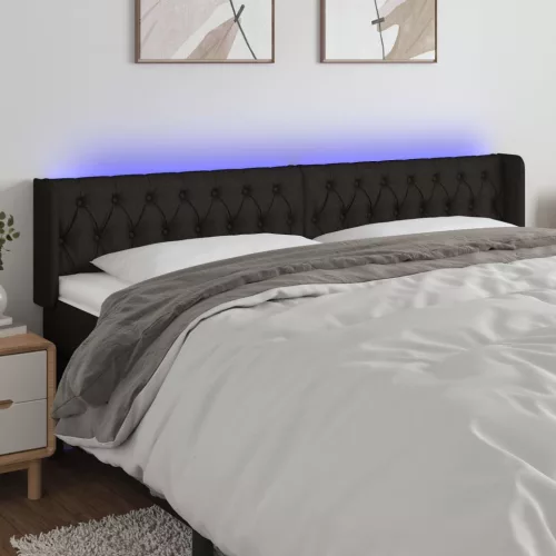 vidaXL fekete szövet LED-es fejtámla 183 x 16 x 78/88 cm