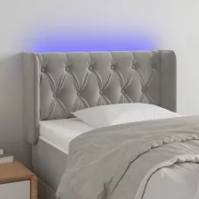   vidaXL világosszürke bársony LED-es fejtámla 83 x 16 x 78/88 cm