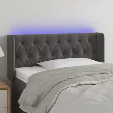   vidaXL sötétszürke bársony LED-es fejtámla 103 x 16 x 78/88 cm