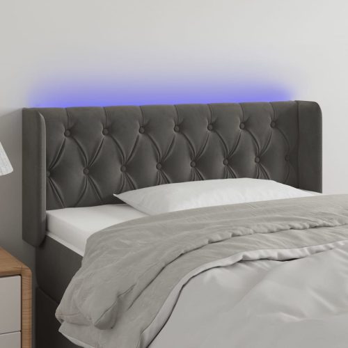 vidaXL sötétszürke bársony LED-es fejtámla 103 x 16 x 78/88 cm