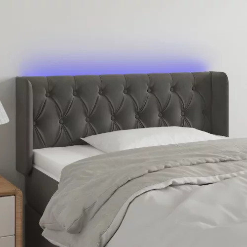 vidaXL sötétszürke bársony LED-es fejtámla 103 x 16 x 78/88 cm