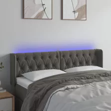   vidaXL sötétszürke bársony LED-es fejtámla 163 x 16 x 78/88 cm