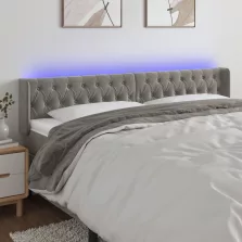   vidaXL világosszürke bársony LED-es fejtámla 203 x 16 x 78/88 cm
