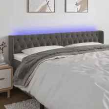   vidaXL sötétszürke bársony LED-es fejtámla 203 x 16 x 78/88 cm
