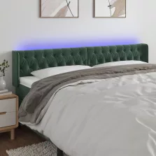   vidaXL sötétzöld bársony LED-es fejtámla 203 x 16 x 78/88 cm