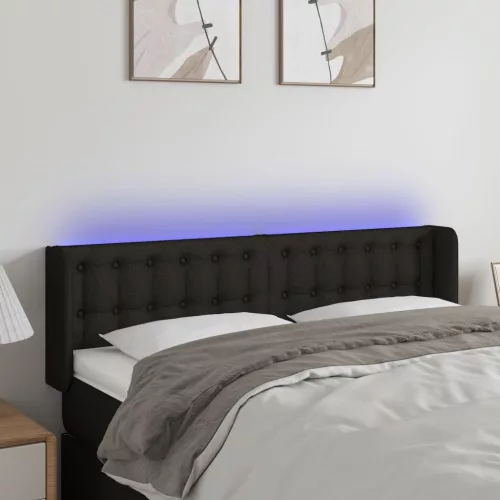 vidaXL fekete szövet LED-es fejtámla 147 x 16 x 78/88 cm