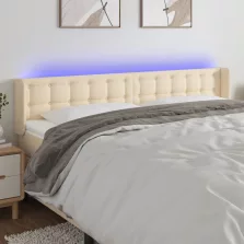   vidaXL krémszínű szövet LED-es fejtámla 163 x 16 x 78/88 cm