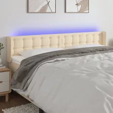   vidaXL krémszínű szövet LED-es fejtámla 183 x 16 x 78/88 cm