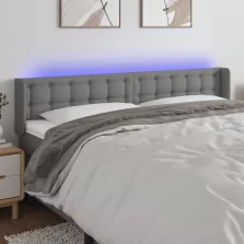   vidaXL sötétszürke szövet LED-es fejtámla 203 x 16 x 78/88 cm