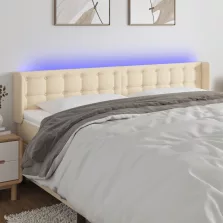   vidaXL krémszínű szövet LED-es fejtámla 203 x 16 x 78/88 cm