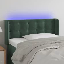   vidaXL sötétzöld bársony LED-es fejtámla 83 x 16 x 78/88 cm