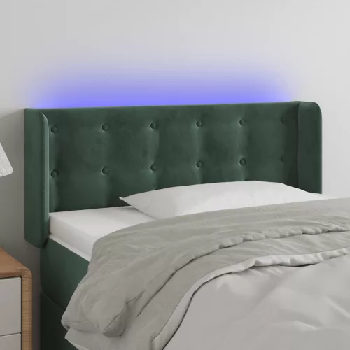 vidaXL sötétzöld bársony LED-es fejtámla 83 x 16 x 78/88 cm