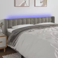   vidaXL világosszürke bársony LED-es fejtámla 163 x 16 x 78/88 cm