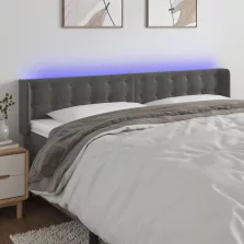  vidaXL sötétszürke bársony LED-es fejtámla 163 x 16 x 78/88 cm