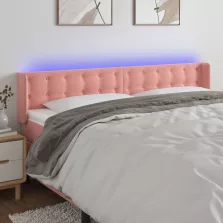 vidaXL rózsaszín bársony LED-es fejtámla 163x16x78/88 cm