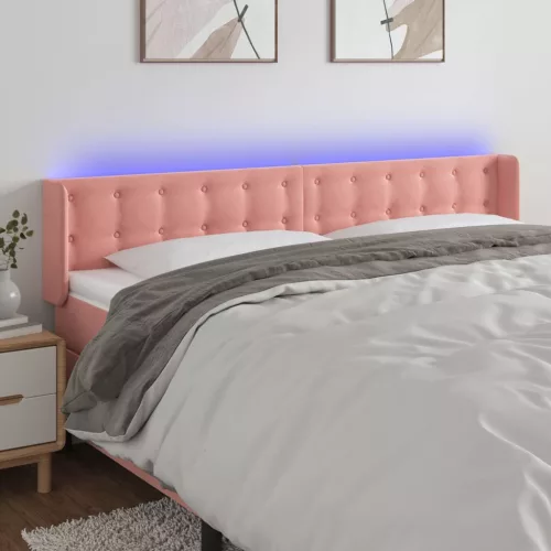 vidaXL rózsaszín bársony LED-es fejtámla 163x16x78/88 cm
