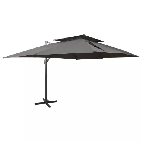 vidaXL antracitszürke dupla tetejű konzolos napernyő 400 x 300 cm