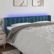   vidaXL sötétkék bársony LED-es fejtámla 203 x 16 x 78/88 cm