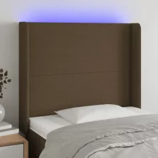   vidaXL sötétbarna szövet LED-es fejtámla 83x16x118/128 cm