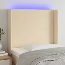   vidaXL krémszínű szövet LED-es fejtámla 93x16x118/128 cm