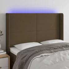   vidaXL sötétbarna szövet LED-es fejtámla 147x16x118/128 cm