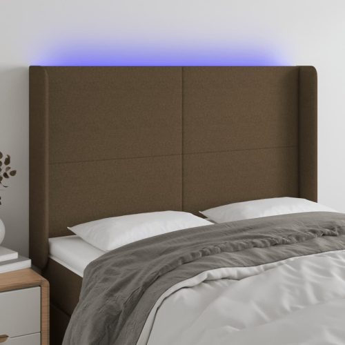 vidaXL sötétbarna szövet LED-es fejtámla 147x16x118/128 cm