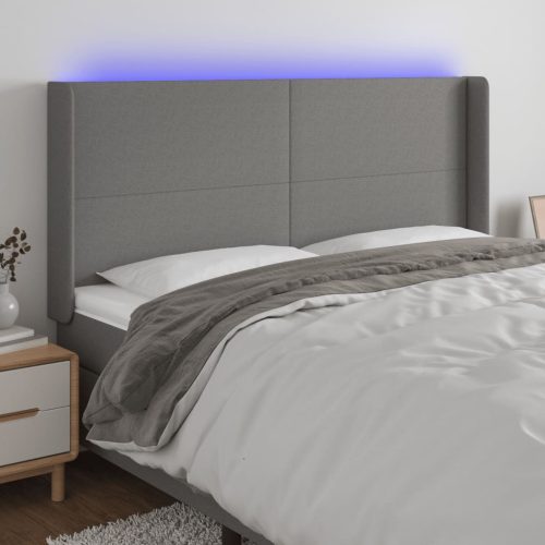 vidaXL sötétszürke szövet LED-es fejtámla 163x16x118/128 cm