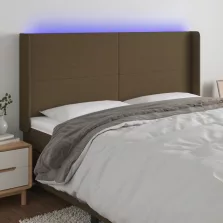   vidaXL sötétbarna szövet LED-es fejtámla 163x16x118/128 cm