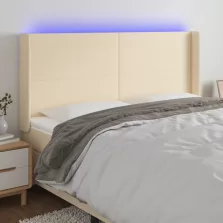   vidaXL krémszínű szövet LED-es fejtámla szárnyakkal 163x16x118/128 cm